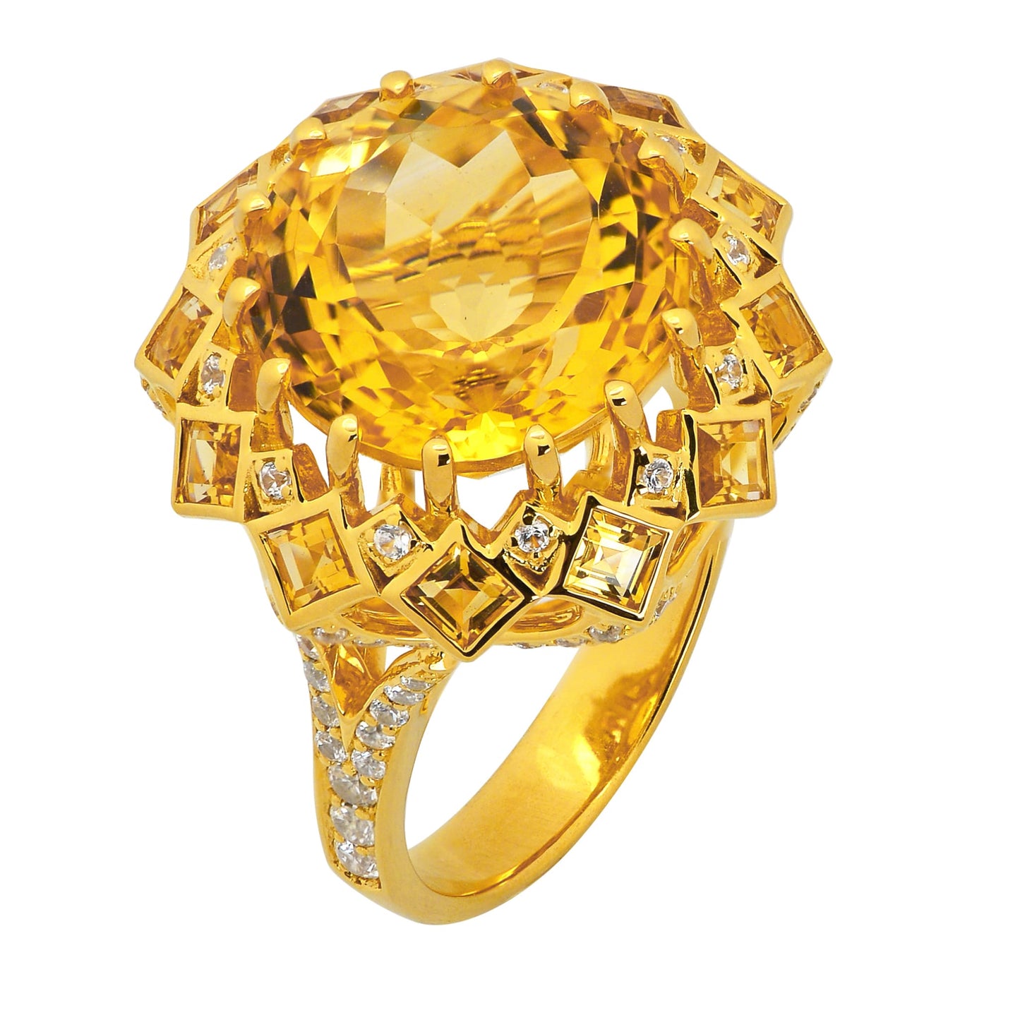 Stand Out & Shine - Green & Purple Amethyst, Sky Blue Topaz , Citrine Crown Rings