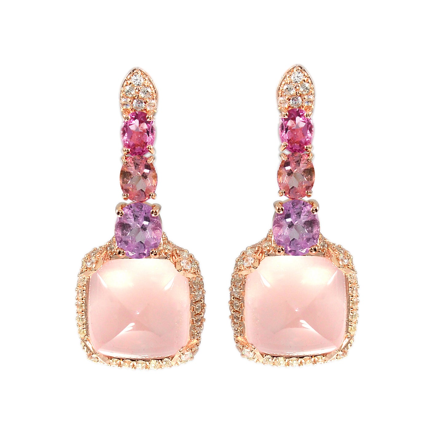 Stand out & Shine - Rose Quartz Dangling Earrings