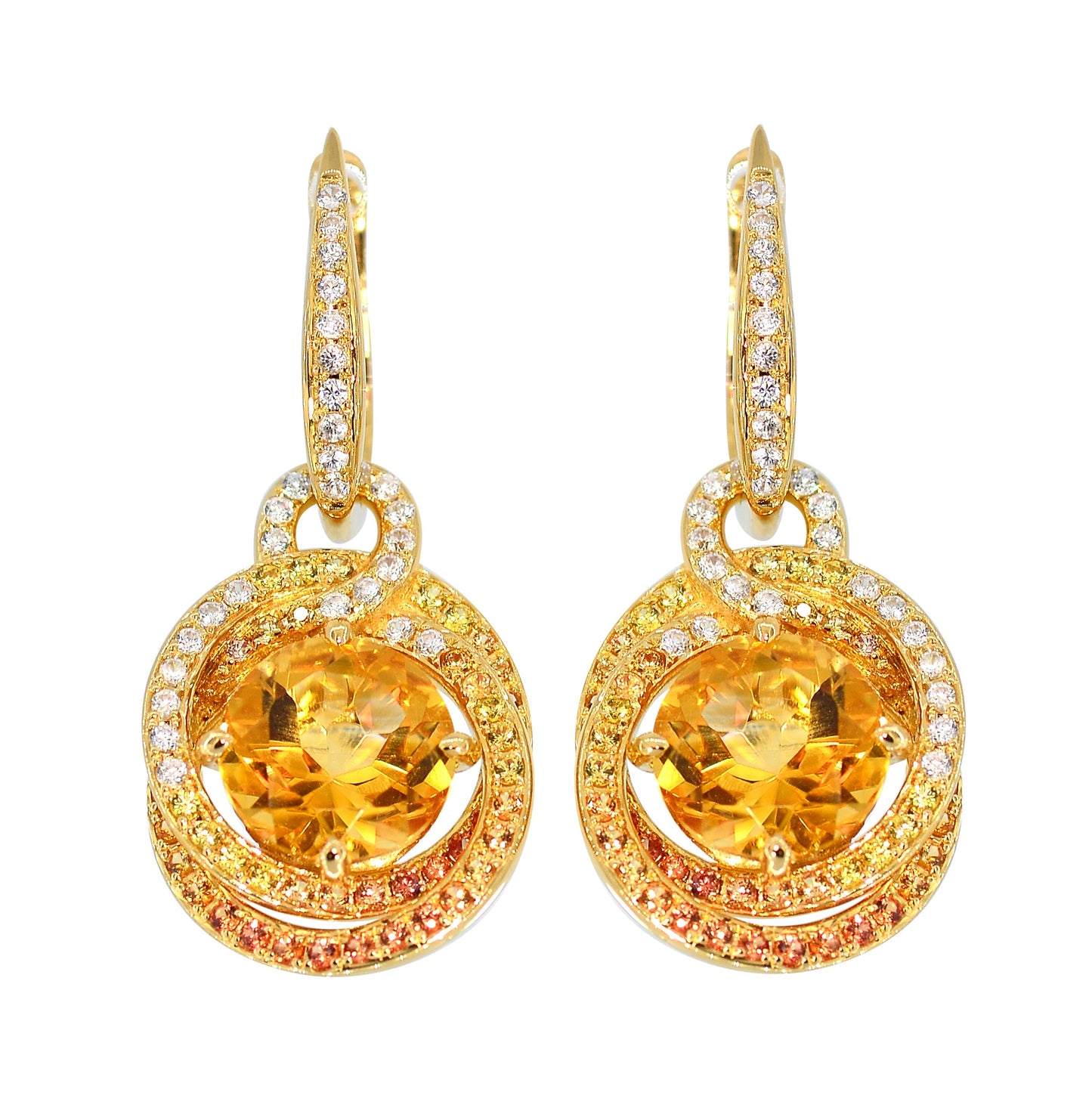 Stand out & Shine - Citrine, Amethyst, Blue Topaz Dangling Earrings