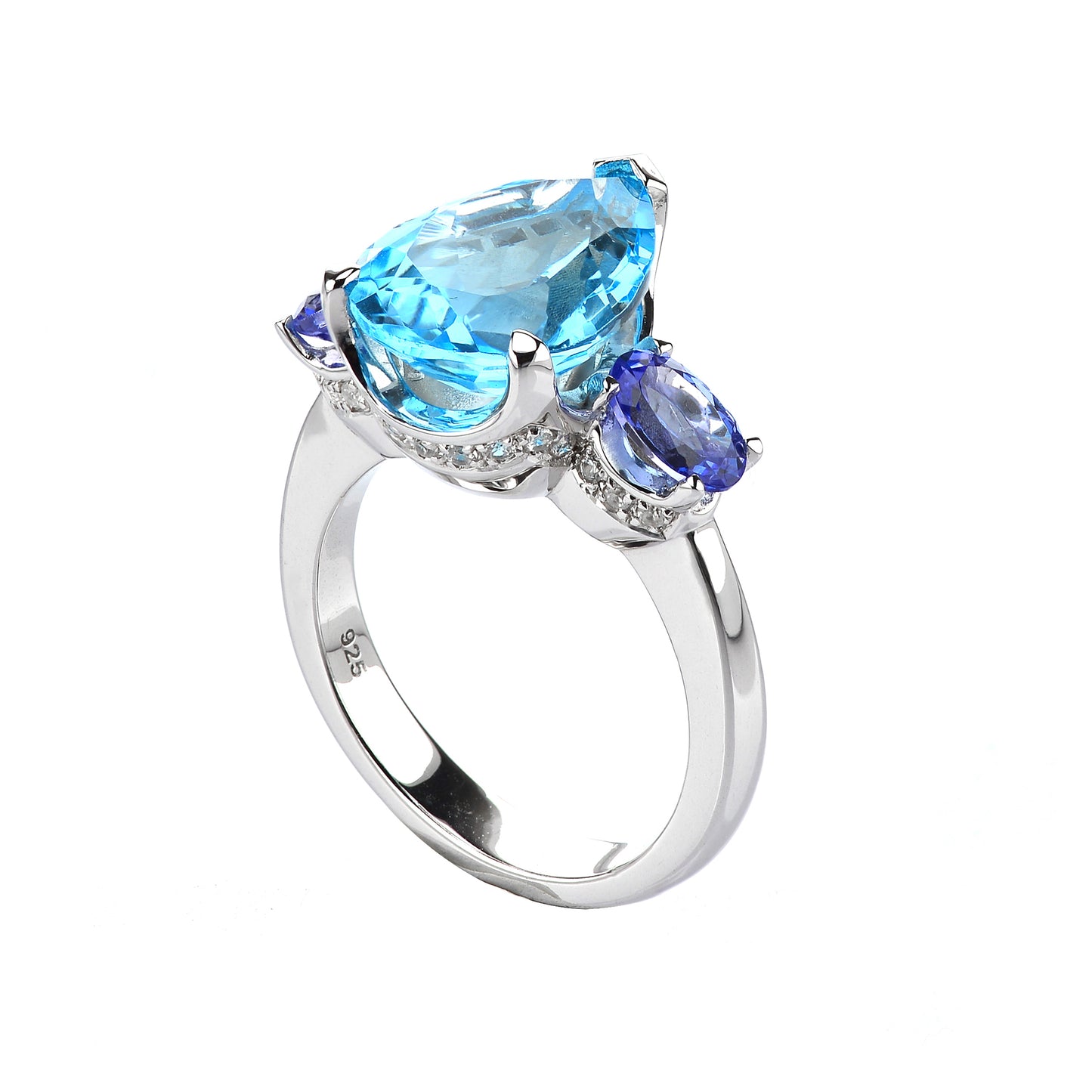 Stand out and Shine - Citrine or Sky Blue Topaz Ring with Tanzanite