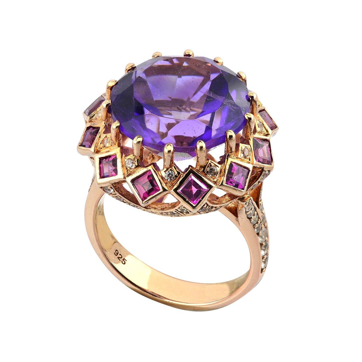 Stand Out & Shine - Green & Purple Amethyst, Sky Blue Topaz , Citrine Crown Rings