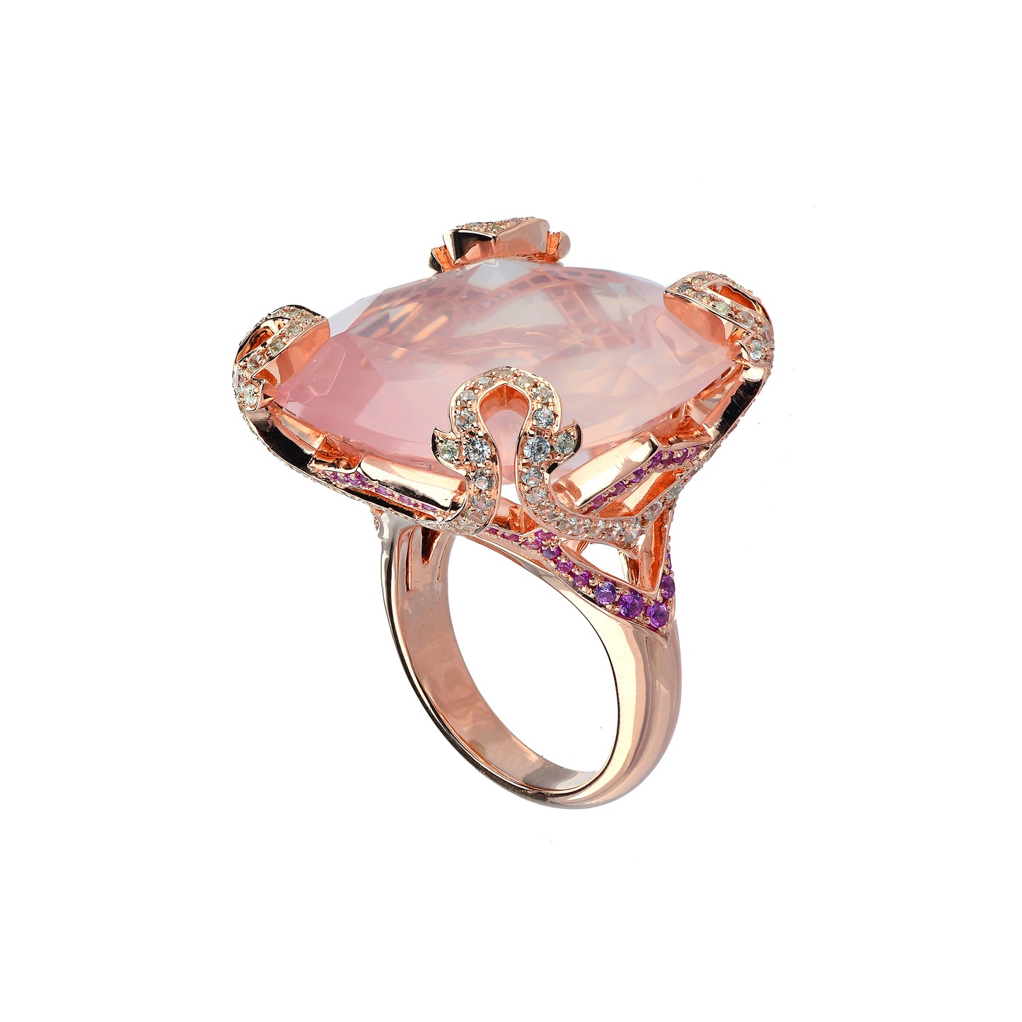 Stand out & shine - Rose Quartz Statement Ring
