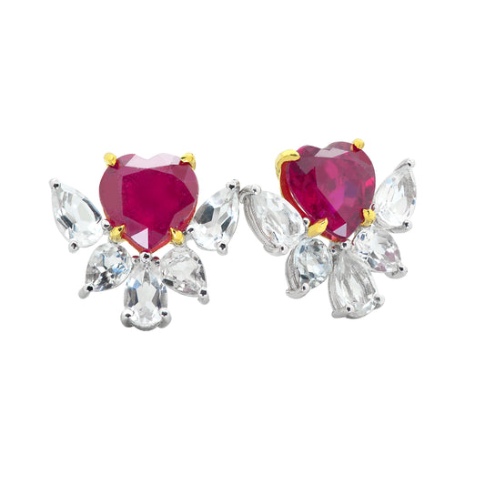 Live in Colors - Heart- shaped Ruby Earrings