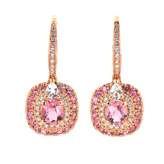 Stand out and Shine - Pink Tourmaline Dangling Earrings
