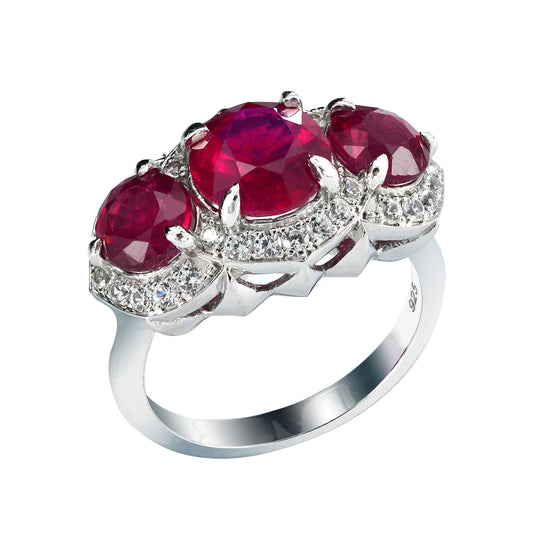 Live in Colors -Triplets Ruby/ Sapphire Ring