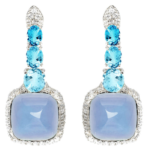 Stand out and Shine - Sugarloaf Blue Chalcedony Dangling Earrings