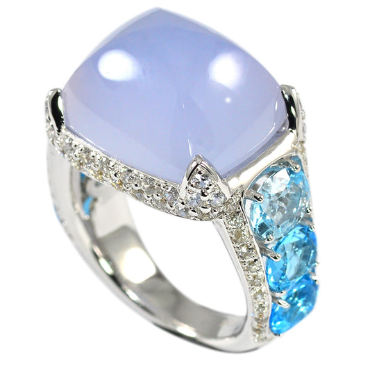 Stand out and Shine - Sugarloaf Blue Chalcedony Ring
