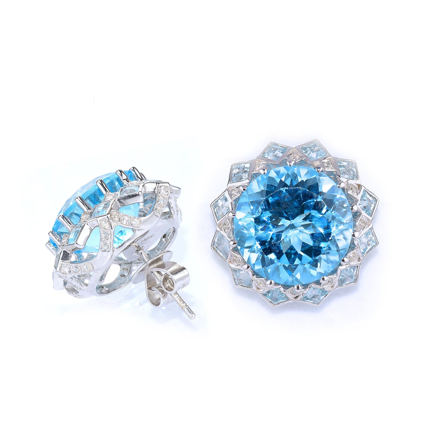 Stand out & Shine - Blue Topaz Cluster Earrings