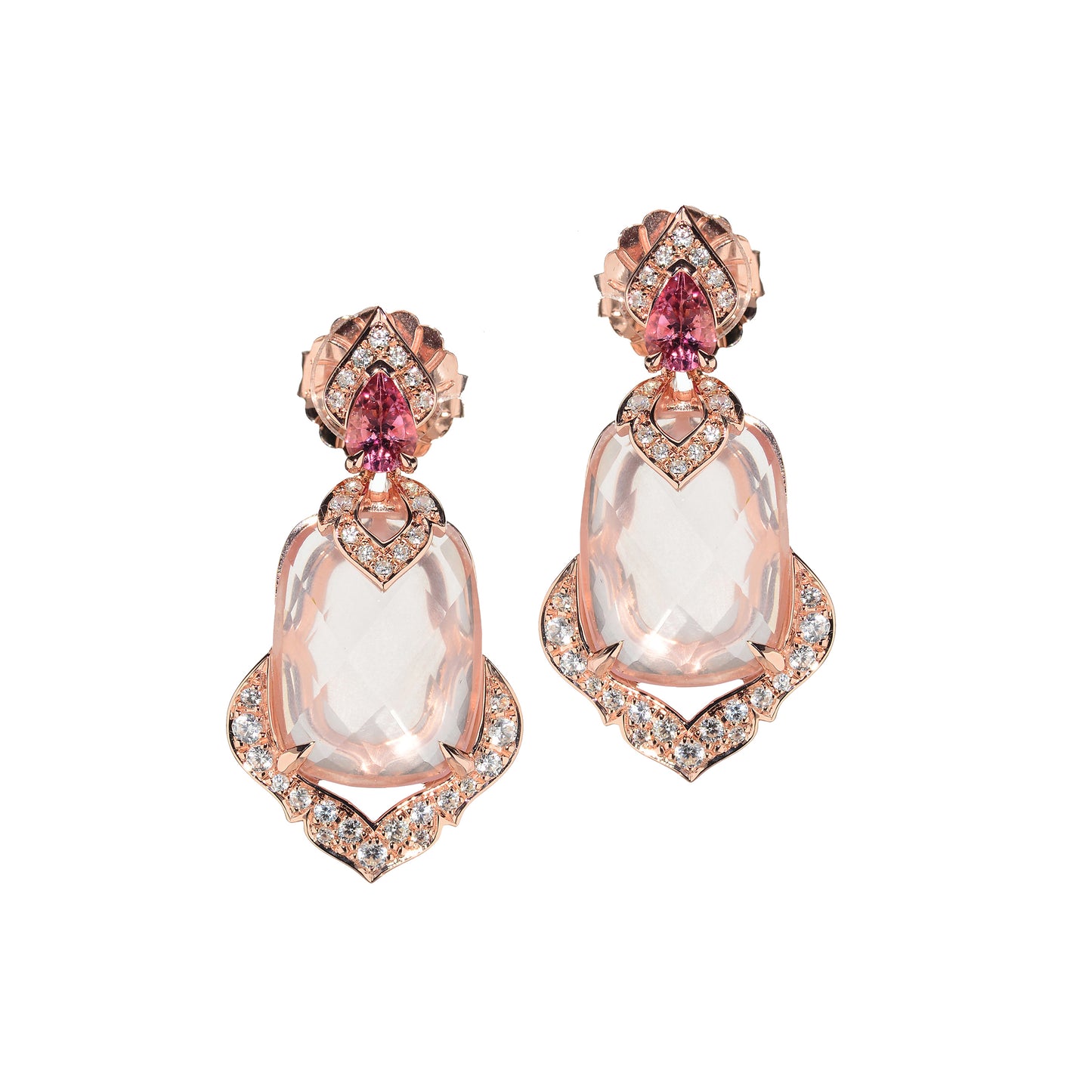 Stand out & Shine - Rose Quartz Statement Earrings