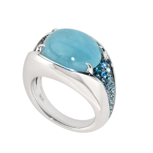 Stand out & Shine - Aquamarine, Ruby & Serpentine Rings
