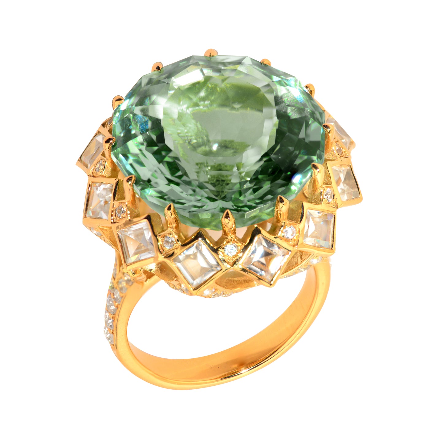Stand out & Shine - Green Amethyst Crown Ring